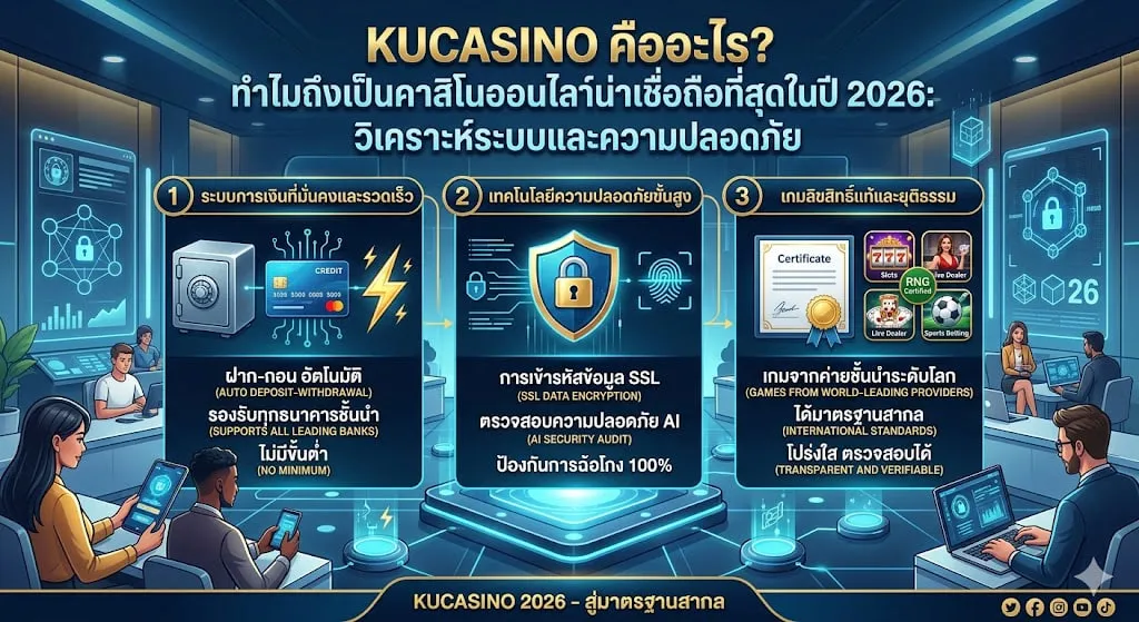 KUCasino คืออะไร? ทำไมถึงเป็นคาสิโนออนไลน์ที่น่าเชื่อถือที่สุดในปี 2026: วิเคราะห์ระบบและความปลอดภัย